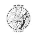 T-shirt map badge of Newark, New Jersey