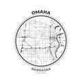 T-shirt map badge of Omaha, Nebraska Royalty Free Stock Photo