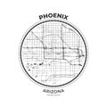 T-shirt map badge of Phoenix, Arizona