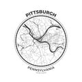 T-shirt map badge of Pittsburgh, Pennsylvania