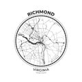 T-shirt map badge of Richmond, Virginia