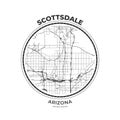 T-shirt map badge of Scottsdale, Arizona