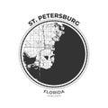 T-shirt map badge of St. Petersburg, Florida