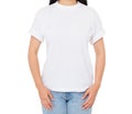 T shirt mock up - asian girl in tshirt close up isolated over white