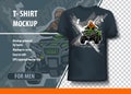 T-shirt mock-up template with Xtreme ATV Quadbike. Editable vector layout Royalty Free Stock Photo