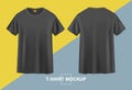 T-shirt mockup black color front and back illustrations