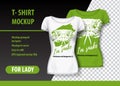 T-Shirt Mockup with snake and funny phrase in two colors. Mockup layered and editable.