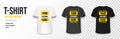 T-shirt mockup in white, gray and black colors. Mockup of realistic shirt with short sleeves. Blank t-shirt template with empty