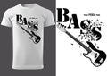 T-shirt with Musical Slogan and Bass Guitar Royalty Free Stock Photo