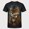 T-shirt with a picture of a Fox gentleman in a beautiful hat.Steampunk style