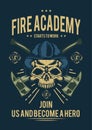 T-shirt or poster design with illustraion of firefighter with axes