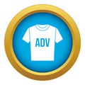 T-shirt with print ADV icon blue vector isolated