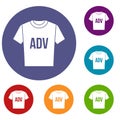 T-shirt with print ADV icons set Royalty Free Stock Photo