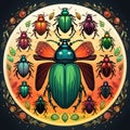 T-Shirt print with colorful bugs. Printable design for t-shirts, mugs, cases, etc Royalty Free Stock Photo