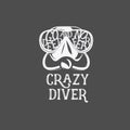 T-shirt print. Crazy diver.