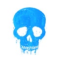 T-shirt print with painted blue skull