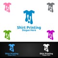 T shirt Printing Company Logo Design for Laundry, T shirt shop, Retail, Advertising, or Clothes Community Concept Royalty Free Stock Photo