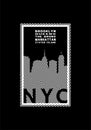 T-shirt Printing design. NYC emblem. New York, Manhattan, Brooklyn, Queens the Bronx. Vector illustration.