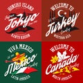 T-shirt prints for Canada, Mexico, Turkey, Tokyo