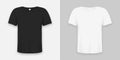 T-shirt realistic mockup in white and black color. 3d template of tee shirts set with short sleeve. Basic editable mockup. Vector Royalty Free Stock Photo