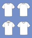 T shirt set flat sketch. Casual wear apparel design. Front view. Men CAD mockup. Royalty Free Stock Photo