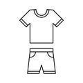 T-shirt and shorts vector line icon, wear symbol. Simple flat vector illustration