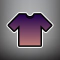 T-shirt sign illustration. Vector. Violet gradient icon with bla