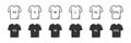 T-Shirt size icon set. Clothing size label tags. Vector illustration