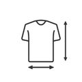 T-shirt size line icon. Unisex clothing. Arrow symbol. Vector