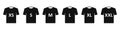 T-shirt Size Silhouette Icon Set. Clothing Size Label or Tag Black Pictogram. Man or woman Shirt. Size From XS to XXL