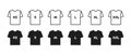T-Shirt size vector icon set. Clothing size label or tag. From XS to XXL