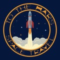 T-shirt on the space theme. Space travel. To the mars.