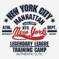 T-shirt stamp graphic. New York Sport wear typography emblem