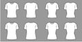 T-shirt technical fashion illustration set with crew neck, fitted and oversized long and regular body, short sleeves