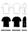 T-shirt template black white, front, back, side Royalty Free Stock Photo