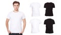 T-shirt template. Front and back view. Mock up isolated on white background. Black Blank Shirt. Men Royalty Free Stock Photo