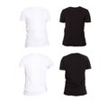 T-shirt template. Front and back view. Mock up isolated on white background. Blank Shirt. Black and white Shirts Set