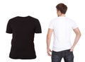 T-shirt template. Front and back view. Mock up isolated on white background. Blank Shirt. Two Shirts Royalty Free Stock Photo