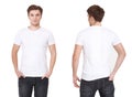 T-shirt template. Front and back view. Mock up isolated on white