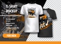 T-Shirt template, fully editable with Orange ATV Off-Road Buggy.