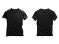 T-shirt template set. black color. Man woman unisex model. Two t shirt mockup. Front side. Flat design. Isolated. white