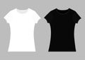 T-shirt template set. White black color. Man woman unisex model. Royalty Free Stock Photo