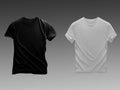 T-shirt template set.White and black color. Man woman unisex model. Two t shirt mockup. Front side. Flat design