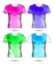 T-shirt templates abstract geometric collection of different colors polygonal mosaic