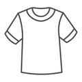 T-shirt thin line icon, Summer clothes concept, unisex shirt sign on white background, casual t-shirt icon in outline