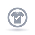 T-shirt tick icon - Mens tee shirt check mark symbol