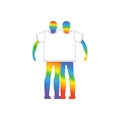 T-shirt for two gays. Clothes for lovers. Rainbow color of LGBT