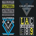 T shirt typography California graphic. Street graphic style Los Angeles