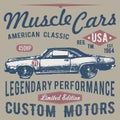 T-shirt typography design, retro car vector, printing graphics Royalty Free Stock Photo