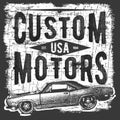 T-shirt typography design, retro car vector Royalty Free Stock Photo